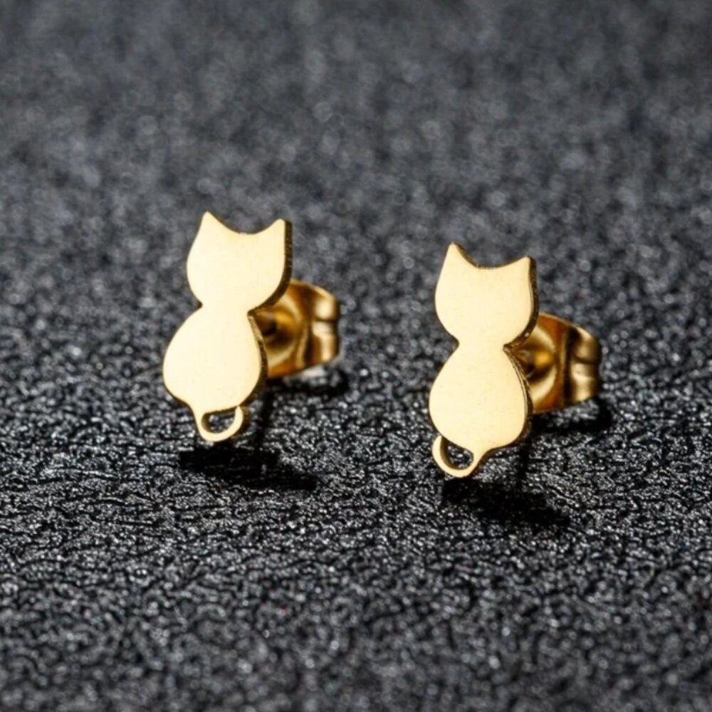 Stainless Steel 18K Gold Plated Ear Studs